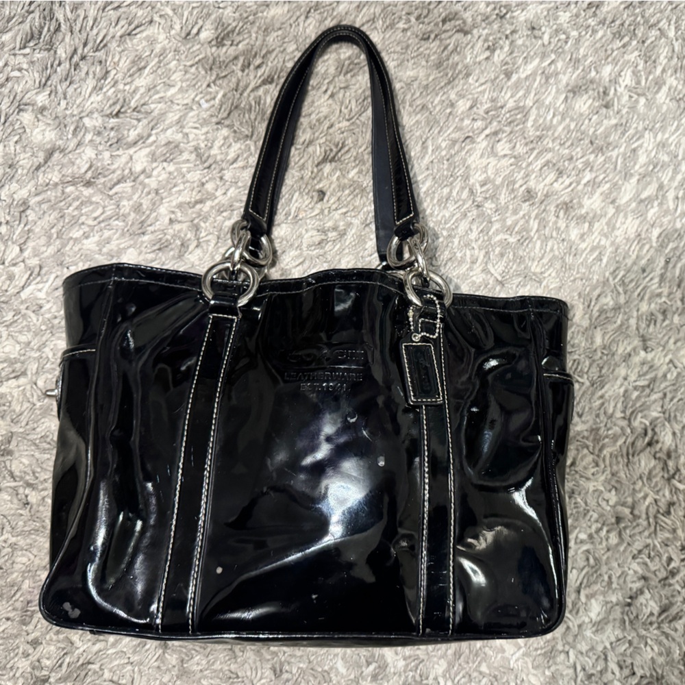 Coach Shiny Black Patent Tote